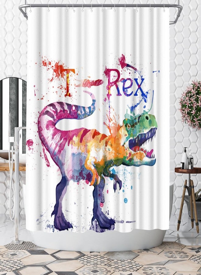Welmeco ستارة دش ديناصور WELMECO T-rex بطباعة دينو ستارة دش للأطفال 72x72 بوصة من قماش بوليستر ديكور الحمام - Image 1
