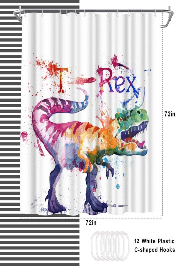 Welmeco ستارة دش ديناصور WELMECO T-rex بطباعة دينو ستارة دش للأطفال 72x72 بوصة من قماش بوليستر ديكور الحمام - Image 4