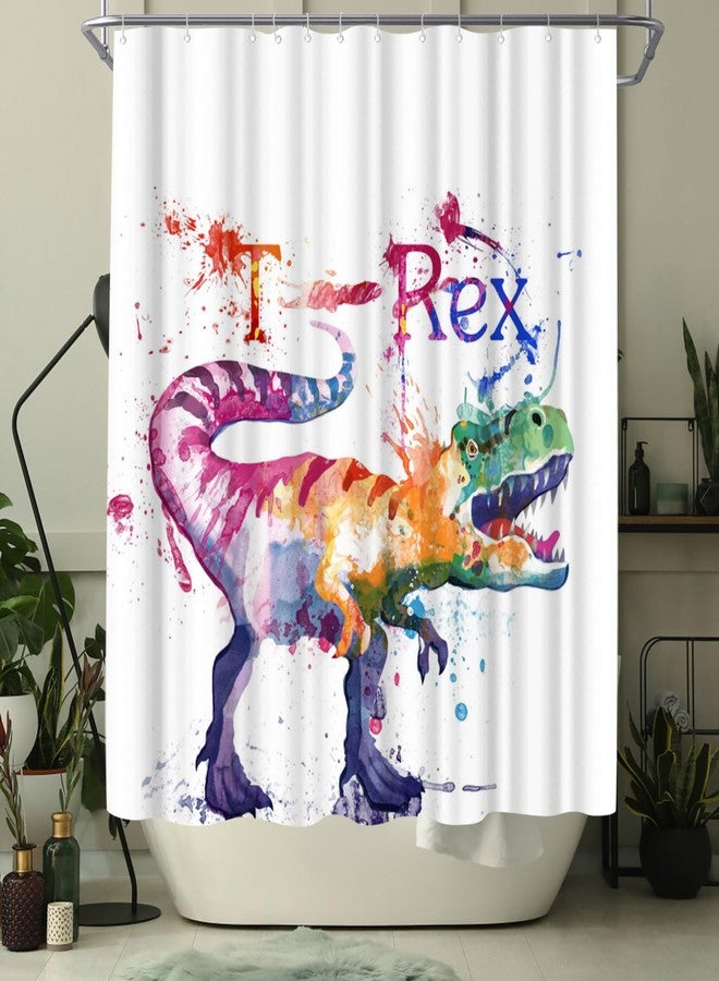 Welmeco ستارة دش ديناصور WELMECO T-rex بطباعة دينو ستارة دش للأطفال 72x72 بوصة من قماش بوليستر ديكور الحمام - Image 3