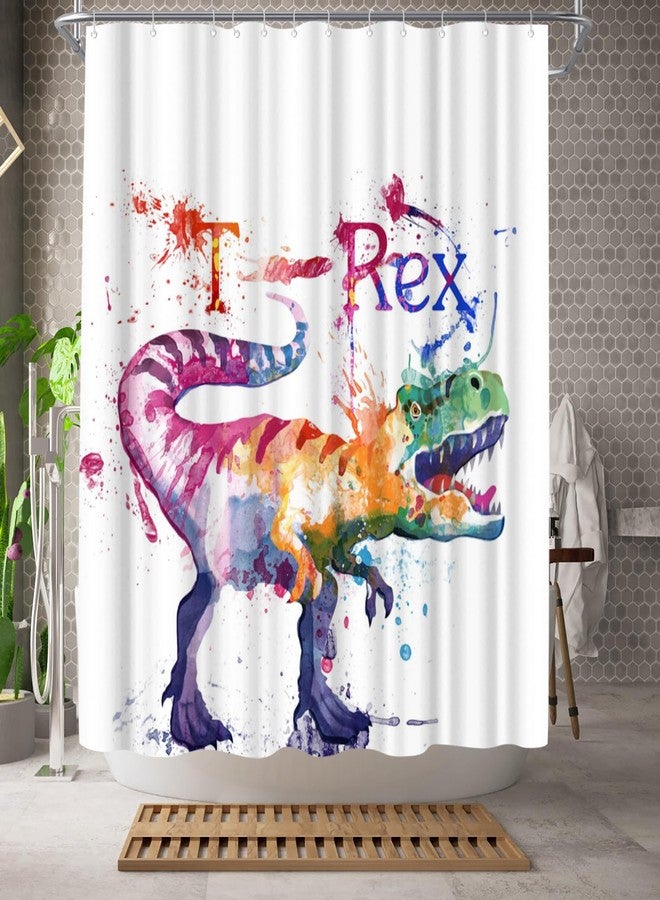 Welmeco ستارة دش ديناصور WELMECO T-rex بطباعة دينو ستارة دش للأطفال 72x72 بوصة من قماش بوليستر ديكور الحمام - Image 2