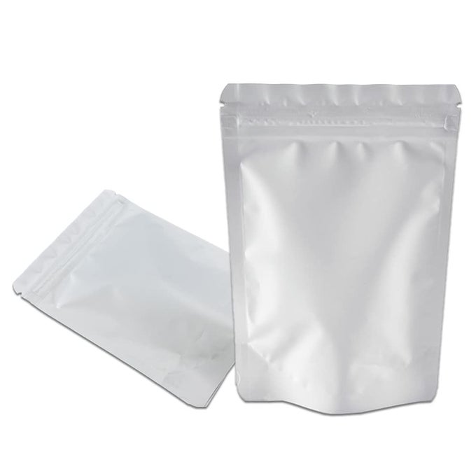 50 PIECES 43X63 INCHINSIDE SIZE 35X39 INCH STANDUP RESEALABLE HEAT SEAL BAGS 355MIL THICK FROSTED WHITE FOIL SEALED BAGS FOR ZIP PACKAGING LOCK FOOD STORAGE POUCH