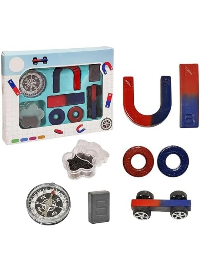 Magnetic Science Experiment Kit With 6 Magnets Compass Iron Powder STEM Learning Educational Science Projects Fun for School Campus DIY Experiments Magnetic Discovery Kit for Students Educational Gift - Image 1
