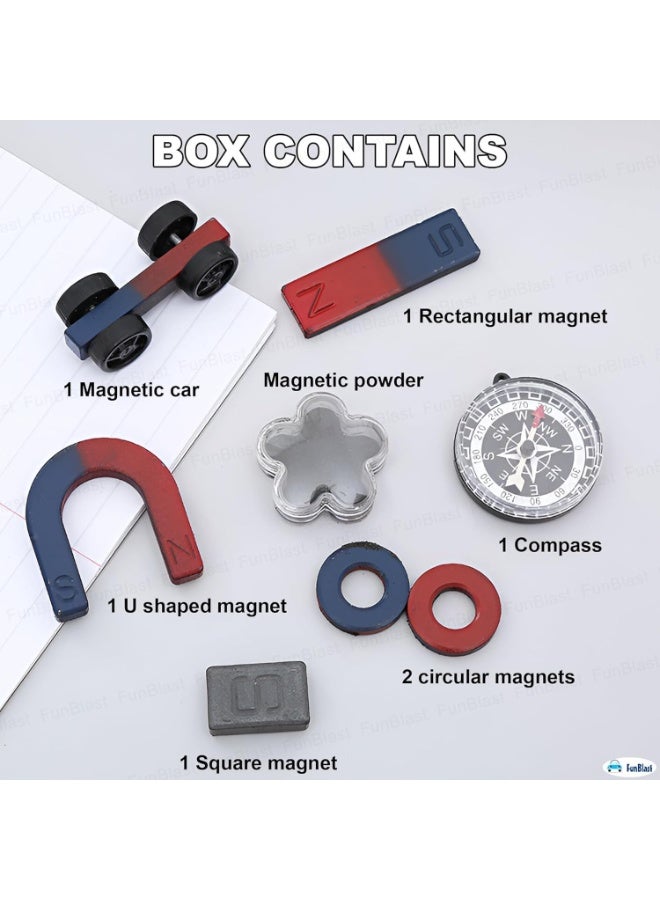 Magnetic Science Experiment Kit With 6 Magnets Compass Iron Powder STEM Learning Educational Science Projects Fun for School Campus DIY Experiments Magnetic Discovery Kit for Students Educational Gift - Image 3