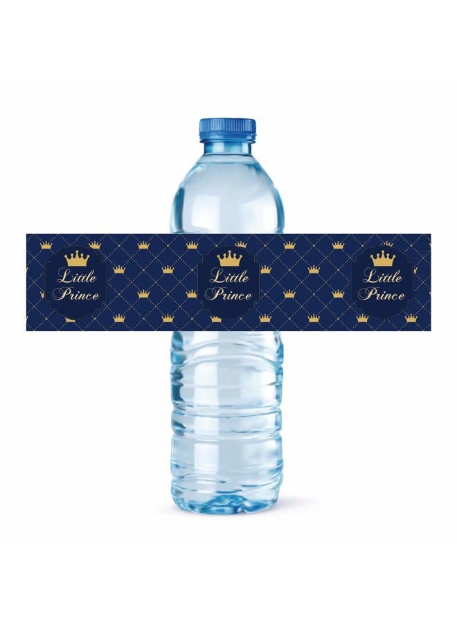 None/Brand 24 Royal Prince Baby Shower Water Bottle Labels for Boy Royal Decorations Party Supplies. (8.5x2 inches) - Image 1