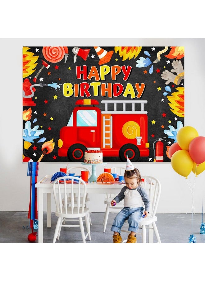 Mocsicka Mocsicka Fireman Birthday Backdrop 7x5ft Fire Truck Happy Birthday Party Decorations Banner Fireman Theme Kids Bday Background Boys Birthday Party Supplies  - Image 2