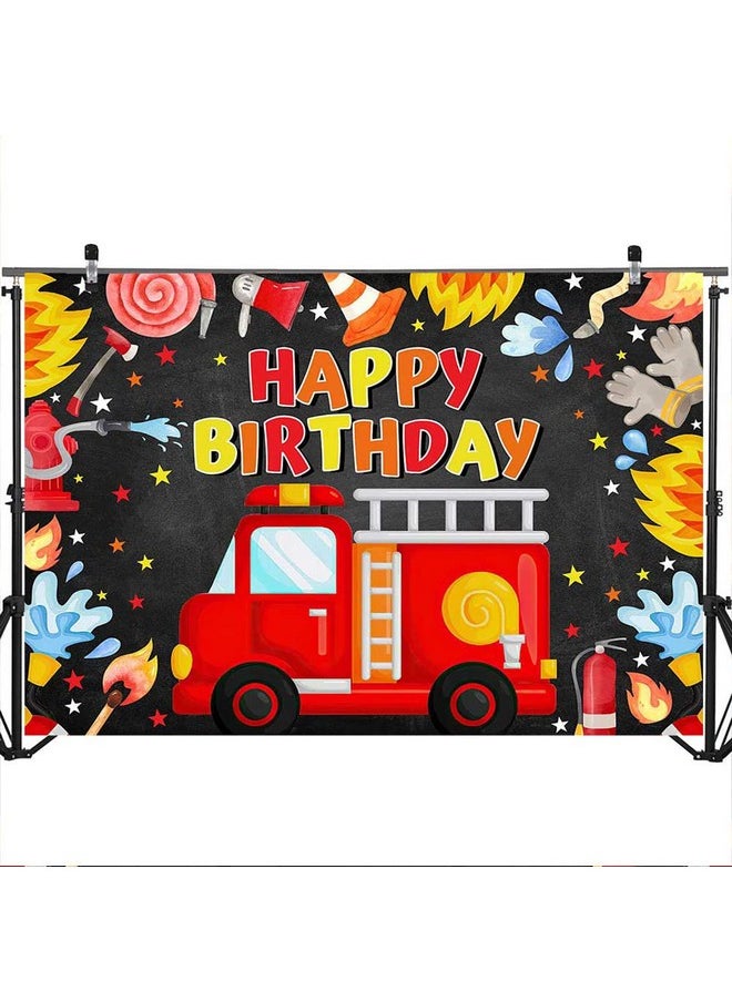Mocsicka Mocsicka Fireman Birthday Backdrop 7x5ft Fire Truck Happy Birthday Party Decorations Banner Fireman Theme Kids Bday Background Boys Birthday Party Supplies  - Image 4