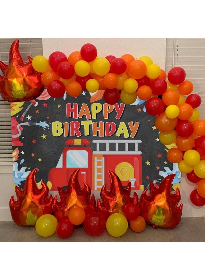 Mocsicka Mocsicka Fireman Birthday Backdrop 7x5ft Fire Truck Happy Birthday Party Decorations Banner Fireman Theme Kids Bday Background Boys Birthday Party Supplies  - Image 3