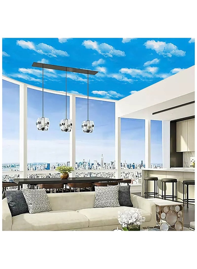 آنا 45 سم * 10 م ملصق حائط مقاوم للماء بتصميم السماء الزرقاء والسحب البيضاء، ملصقات زخرفية لغرف النوم والمعيشة، زخارف حائط إبداعية، ملصقات ذاتية اللصق - Image 2