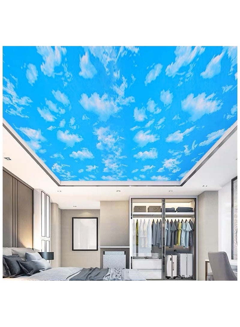 آنا 45 سم * 10 م ملصق حائط مقاوم للماء بتصميم السماء الزرقاء والسحب البيضاء، ملصقات زخرفية لغرف النوم والمعيشة، زخارف حائط إبداعية، ملصقات ذاتية اللصق - Image 5