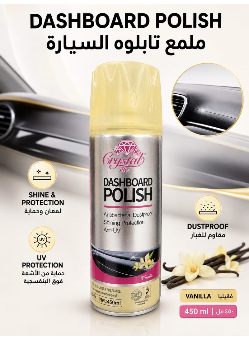 Crystal Dashboard Polish Vanilla Fragrance – Shine, Dustproof & UV Protection, 450ml