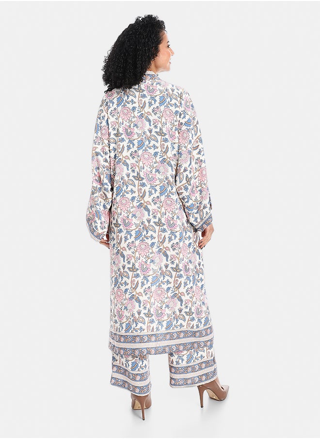 Red Circle Women's Kimono Floral Pants Suit  - Image 3