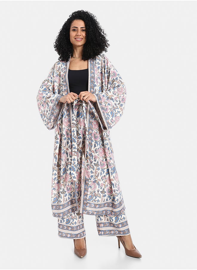 Red Circle Women's Kimono Floral Pants Suit  - Image 1
