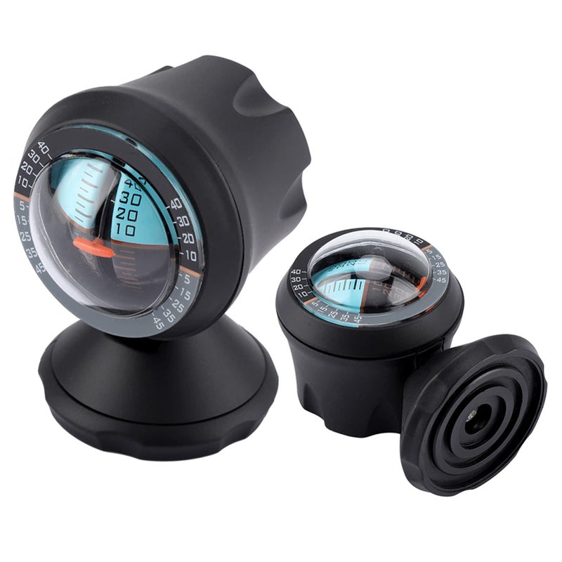Car Inclinometer: 360-Degree Rotatable High-Precision Tilt Measurement Tool - No Drill No Wiring Easy Glue Install Durable Black Plastic for Mountain Driving Vehicle Safety Indoor Decoration - Image 1