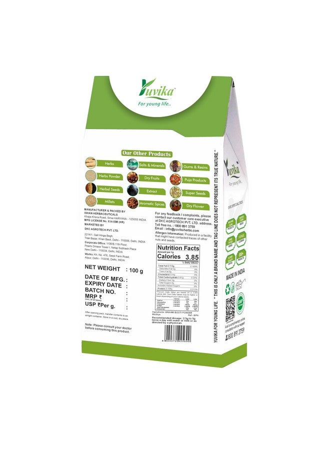 Yuvika Brahmi Booti Powder - Bacopa Monnieri Linn - Indian Pennywort 100 Grams - Image 3