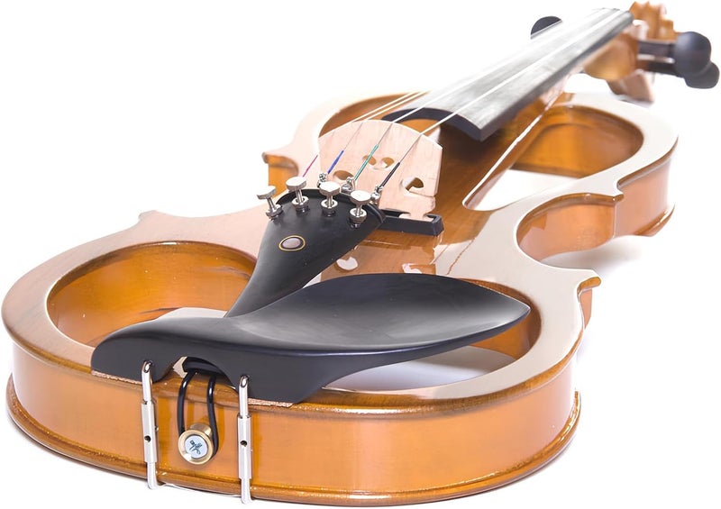 Cecilio Left-Handed Electric Violin - 1/2 Full Size Solid Maple Electric Silent Violin with Ebony Fittings, Ideal Gifts for Musicians & Music Enthusiasts, Yellow - Image 4