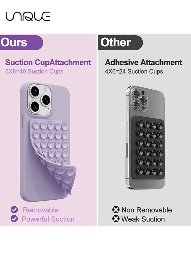 Unique 2 Pack Silicone Suction Phone Case - Double Sided Suction Cup - Anti-Slip Hands - Free Mobile Accessory Holder - Suitable for Videos and Selfies (Green/Purple)  - Image 2