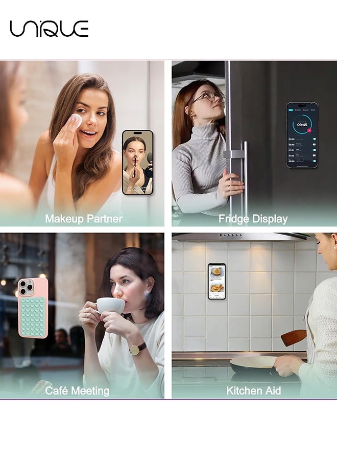 Unique 2 Pack Silicone Suction Phone Case - Double Sided Suction Cup - Anti-Slip Hands - Free Mobile Accessory Holder - Suitable for Videos and Selfies (Green/Purple)  - Image 4