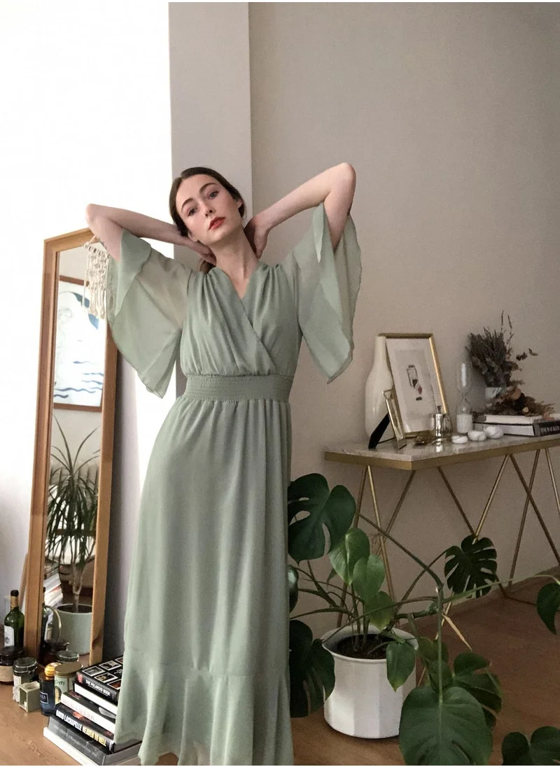 trendyol Angel Sleeve Surplice Dress