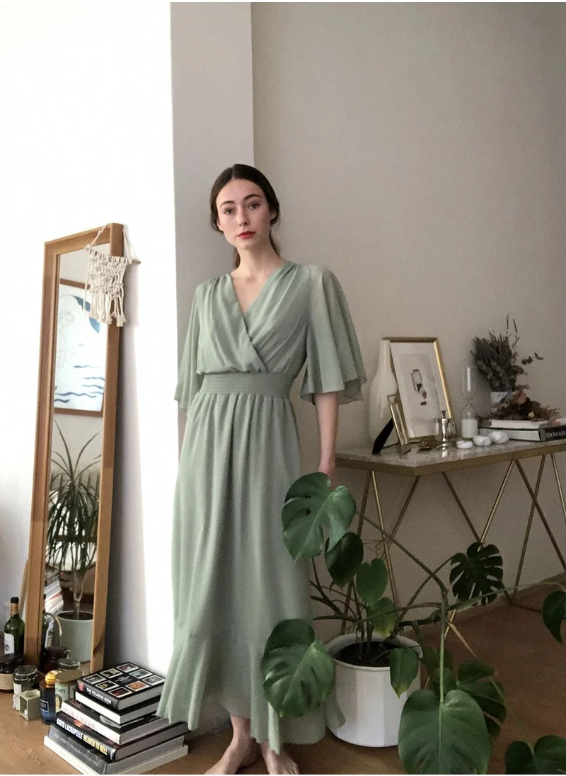 trendyol Angel Sleeve Surplice Dress