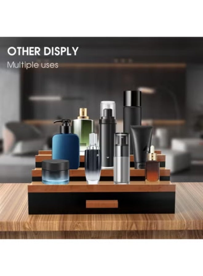 Wooden Cologne Organizer, 3-Tier Display Stand With Drawer Storage for Men, Dresser Perfume Organizer, Great Gift, Black Walnut - Image 2