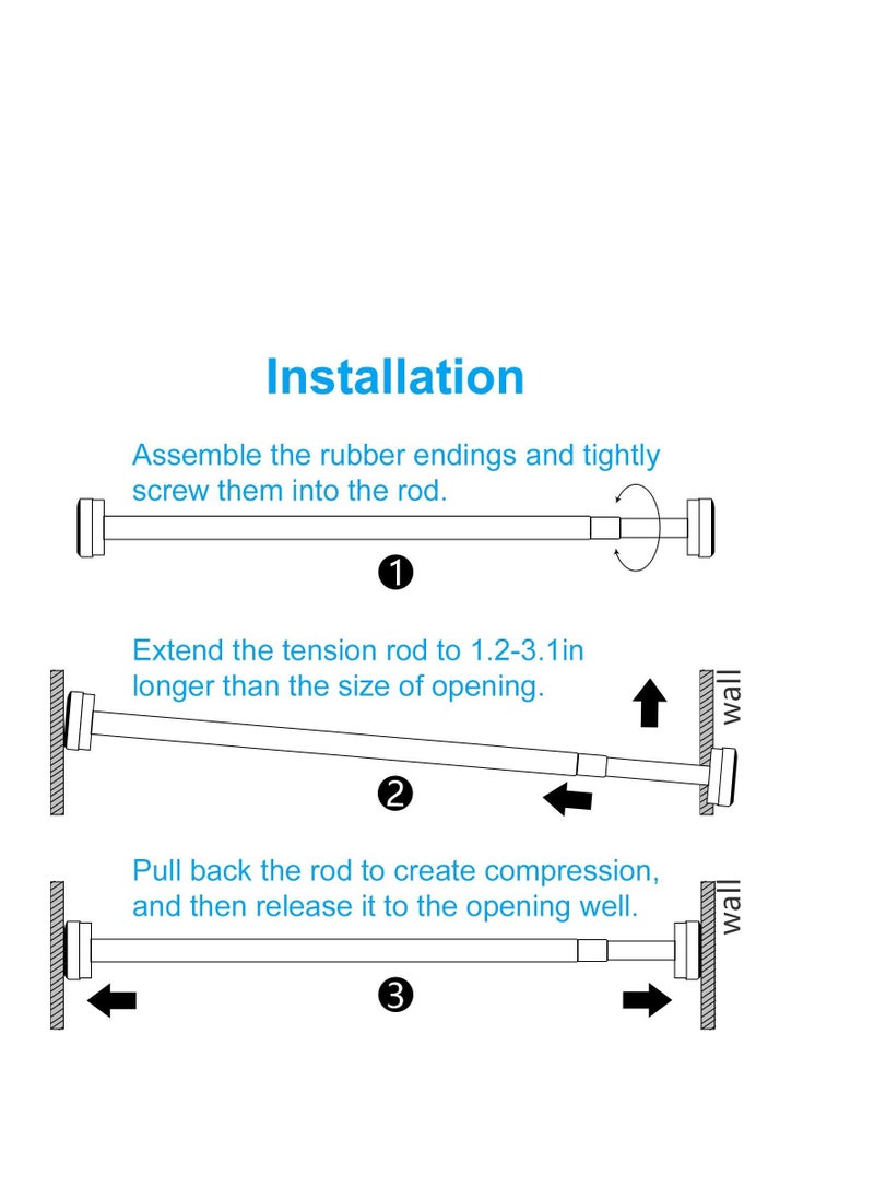 MIXDE - Shower Curtain Rod Tension - 26-39 Inch Never Rust Non-Slip Spring Tension Curtain Rod No Drilling Stainless Steel Curtain Rod Use Bathroom Kitchen (26-39 IN IN, Black) - Image 1