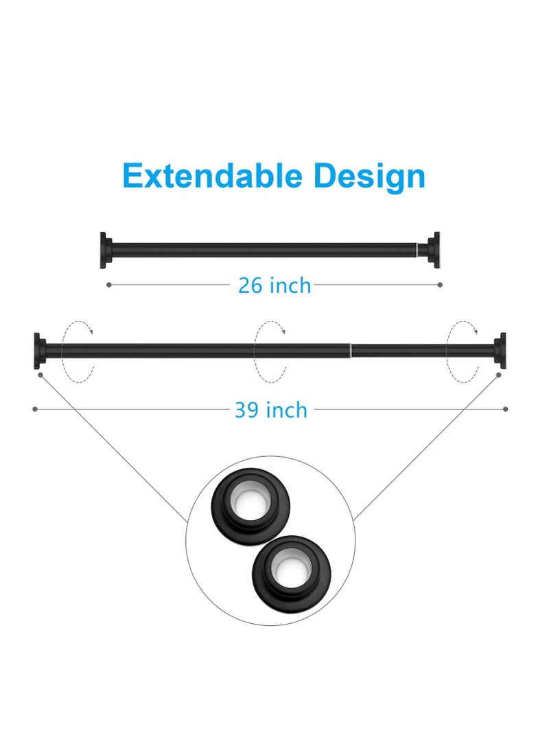 MIXDE - Shower Curtain Rod Tension - 26-39 Inch Never Rust Non-Slip Spring Tension Curtain Rod No Drilling Stainless Steel Curtain Rod Use Bathroom Kitchen (26-39 IN IN, Black) - Image 1