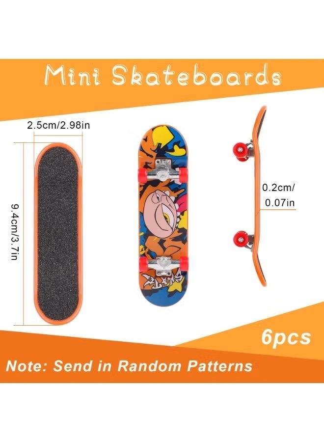 Finger Skateboard, 6 pcsFingerboard, Mini Finger Skateboards Set, Professional Finger Toy - for Children Party Bag Filler, Children's Birthday Gifts (Random Pattern) - Image 2