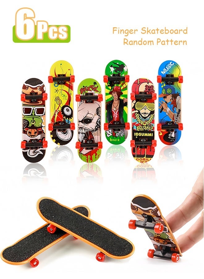 Finger Skateboard, 6 pcsFingerboard, Mini Finger Skateboards Set, Professional Finger Toy - for Children Party Bag Filler, Children's Birthday Gifts (Random Pattern) - Image 1