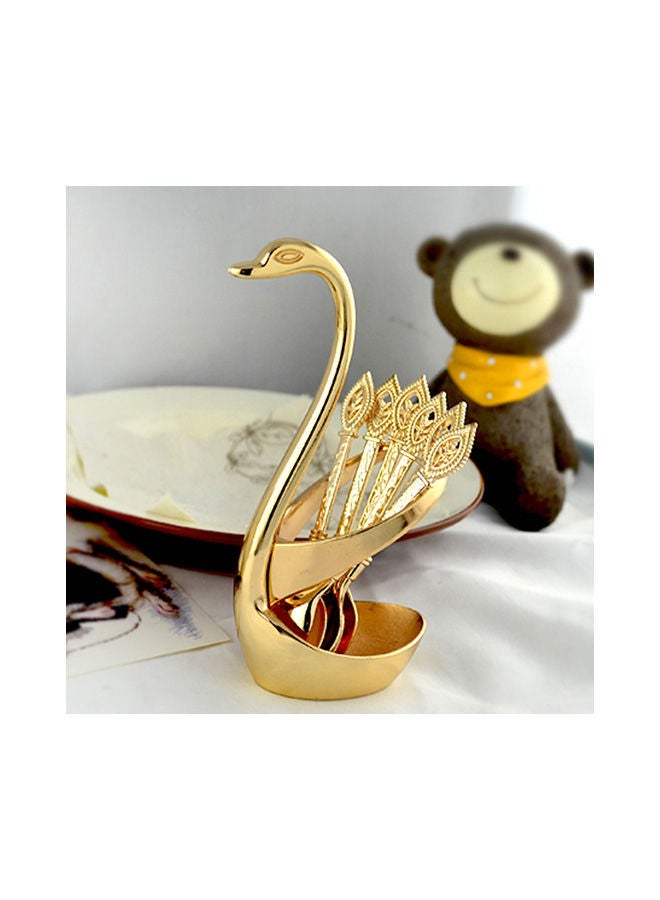 NIBEMINENT Swan Tableware Spoon Fork Holder Gold 17x6x8centimeter - Image 2