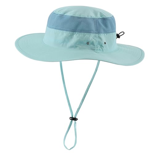 Home Prefer UPF50+ Mens Sun Hat Wide Brim Fishing Hat Airy Womens Bucket Hat UV Protection Hat for Mens Womens Beach Safari Gardening Golf Aqua - Image 1