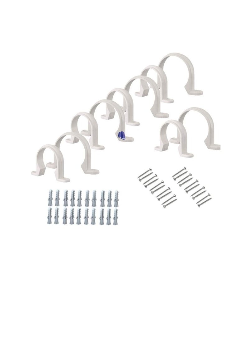 PVC White U Clamps Fastener Hanger Pipe Clamps Clip with Screw for Conduit Pipe Fixing Bracket and Support Water Pipe and Gas Pipe 10 Pcs (2 Inch) - Image 1