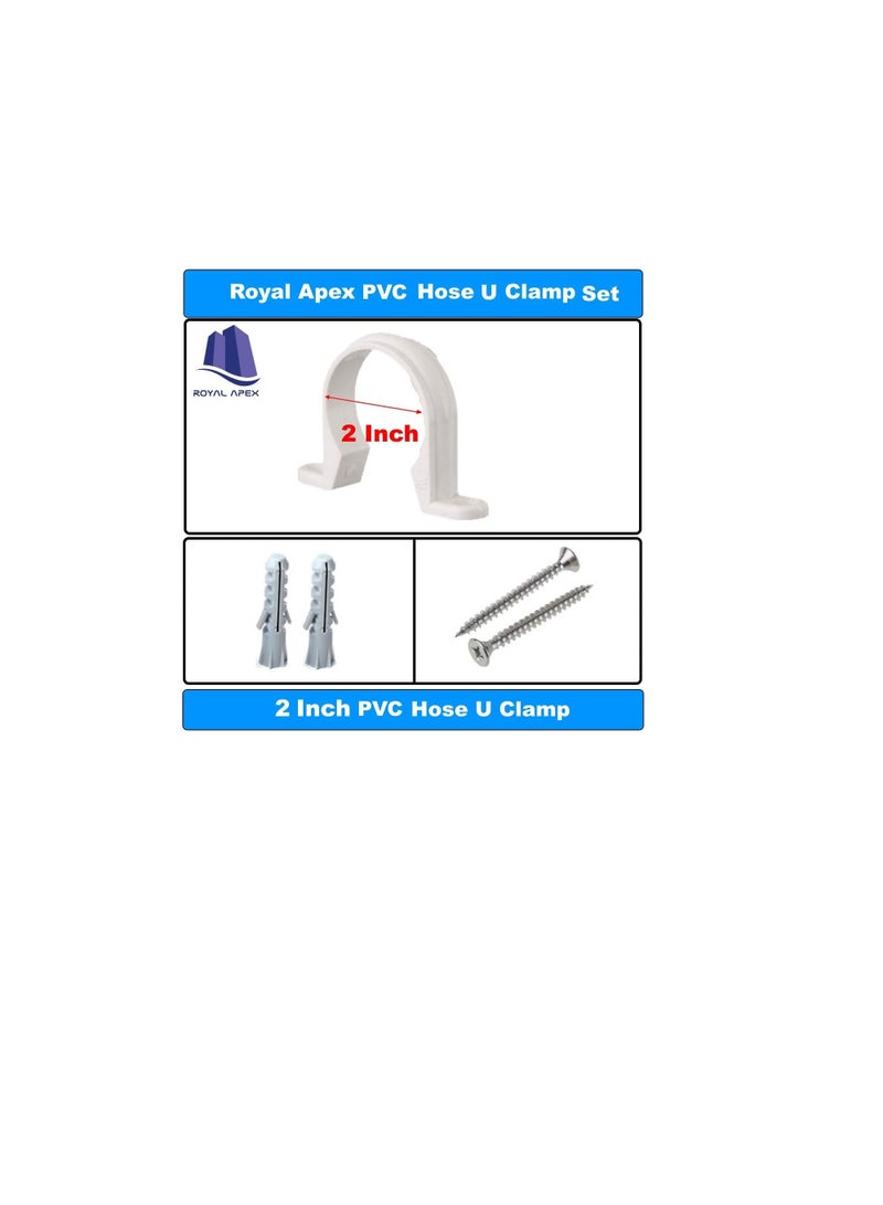 PVC White U Clamps Fastener Hanger Pipe Clamps Clip with Screw for Conduit Pipe Fixing Bracket and Support Water Pipe and Gas Pipe 10 Pcs (2 Inch) - Image 3