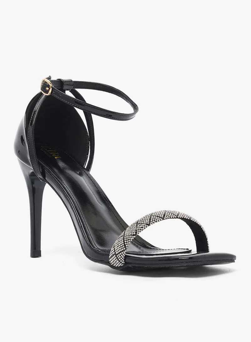 Ella Limited Edition Black Ankle Strap Heeled Sandals for Women | Best Price UAE