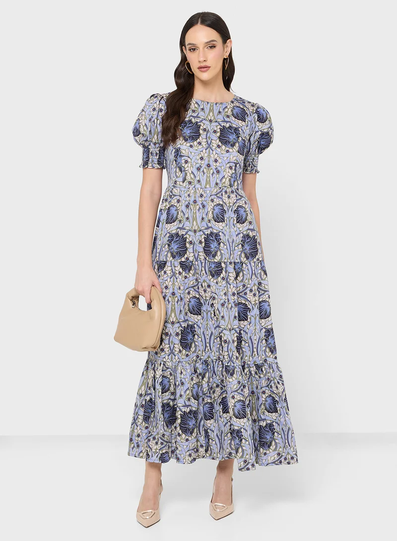هوب اند ايفي Morris Society High Neck Cotton Bow Back Maxi Dress
