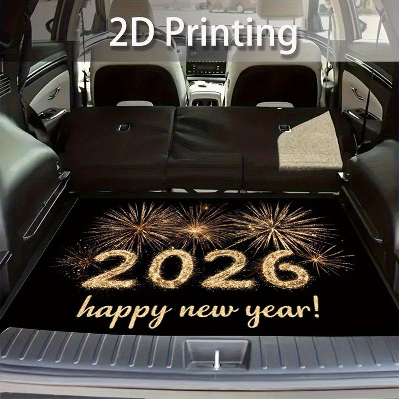 2D Printing Fireworks 2026 New Year Trunk Mat 75x100cm Strong Durable Non-Slip Odorless Easy To Clean For Sedans SUVs Car Trunk Protection Travel Accessories - Image 1