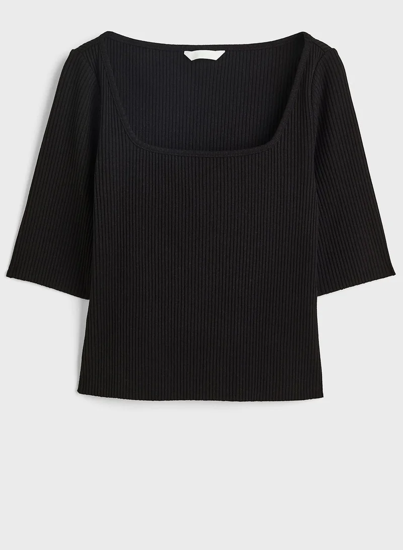 H&M Square Neck Ribbed Top