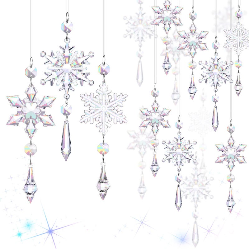 Boao AB Color 15 Pcs Crystal Snowflake Ornaments for Winter Acrylic Snowflake Decorations Wonderland for Party Favor Celebration - Image 2
