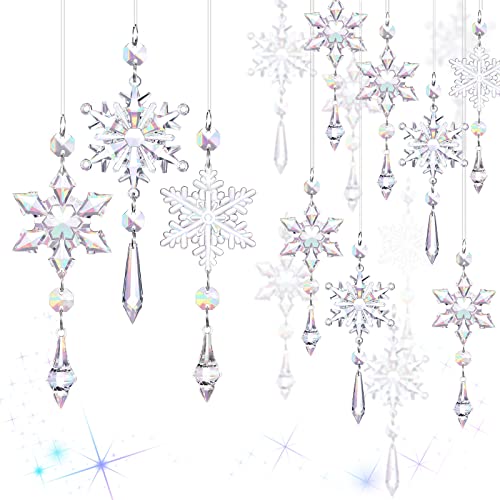 Boao AB Color 15 Pcs Crystal Snowflake Ornaments for Winter Acrylic Snowflake Decorations Wonderland for Party Favor Celebration - Image 1