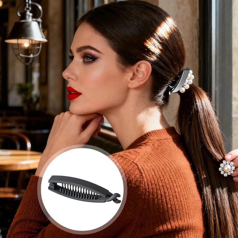 Vintage Banana Hair Clips 4 Pack, Clincher Comb Ponytail Holder For Long Hair - Image 3