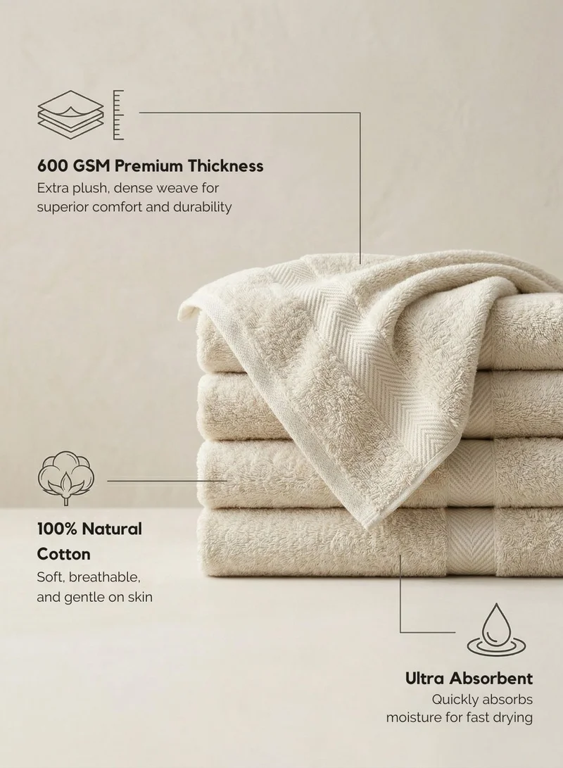 1Chase Vanilla 10-Piece 100% Cotton Towel Set – 600 GSM Luxury Vanilla/Off-White Bath, Hand & Wash Towels  | Best Price UAE