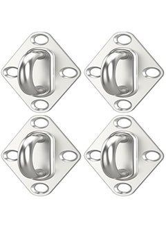 Arabest Set of 4 3.2 Inch Stainless Steel Pad Eye Plate Hooks with Screws for Hanging, Ceiling Mounts, Marine Hooks  - Image 1