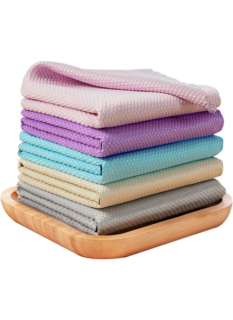 Trifecta Trifecta Microfiber Glass Cleaning Cloth5 Pack Fish Scale Streak Free Miracle Cleaning ClothLint Free Cloth for KitchenMirrorCarStainless SteelMagic Shiny Wipes Cleaner Rags Size 1612 