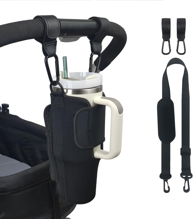UXIETIN Stroller Cup Holder Compatible with Stanley, Stroller Cup Holder with Adjustable Strap and Pouch Taking Everywhere, Accessories for 30/40oz Stanley Cup - Image 1