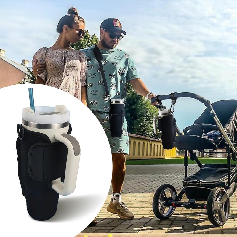 UXIETIN Stroller Cup Holder Compatible with Stanley, Stroller Cup Holder with Adjustable Strap and Pouch Taking Everywhere, Accessories for 30/40oz Stanley Cup - Image 5