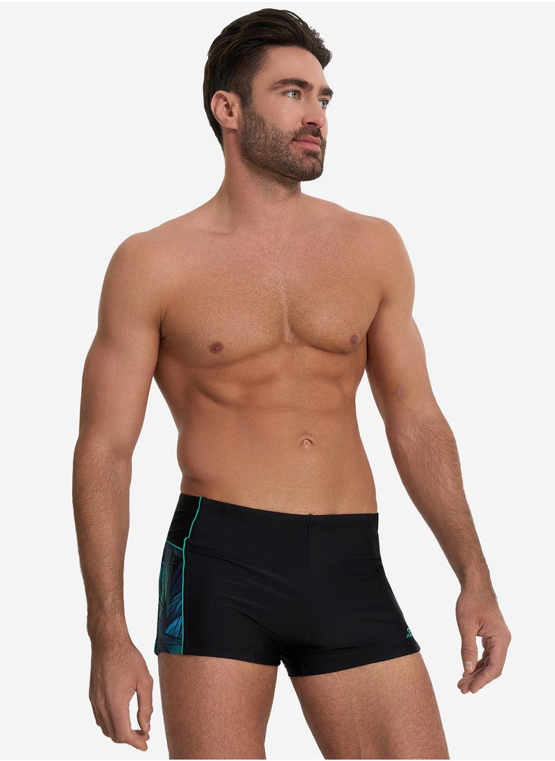 Joss Joss Men's Swimming Trunks-Shorts Black with Printed Inserts – Creora Highclo Fibers, Chlorine-Resistant, Adjustable Waist for Perfect Fit  - Image 1