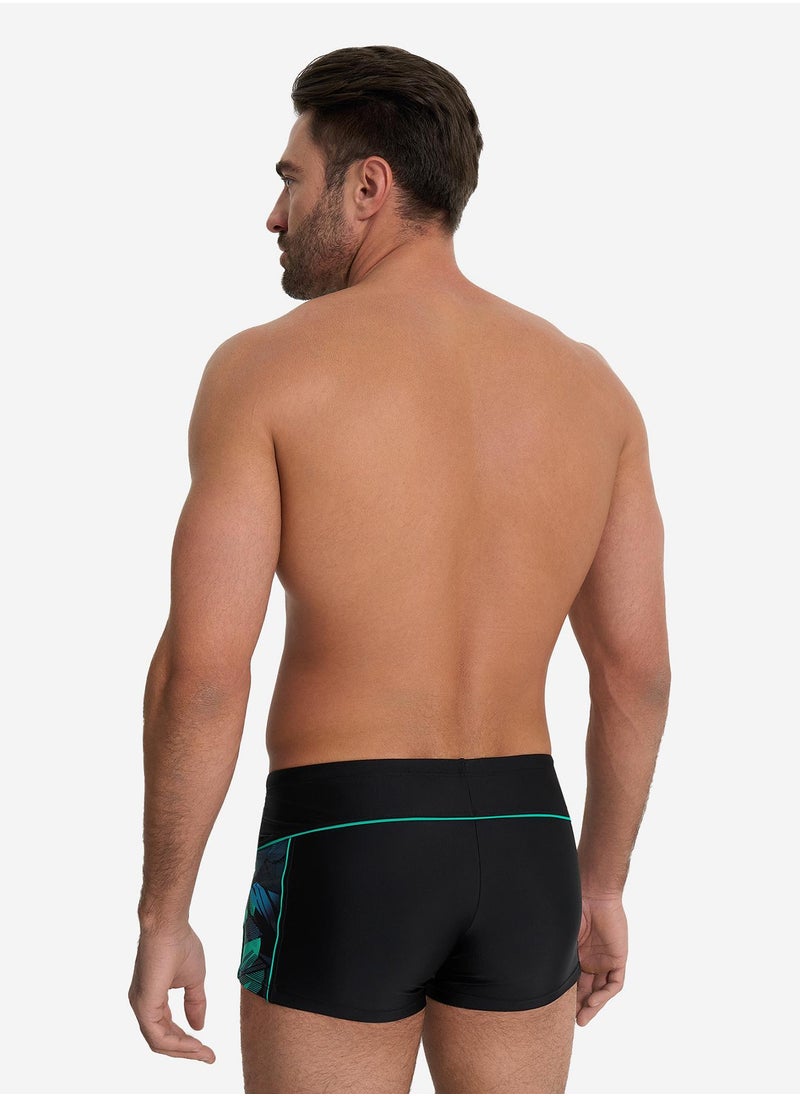Joss Joss Men's Swimming Trunks-Shorts Black with Printed Inserts – Creora Highclo Fibers, Chlorine-Resistant, Adjustable Waist for Perfect Fit  - Image 2