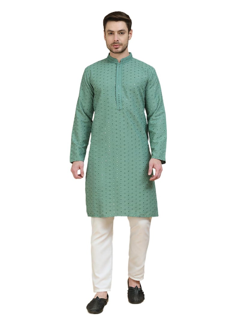 jompers قميص جومبرز القطني المطرز مع الباجama للرجال - Image 1