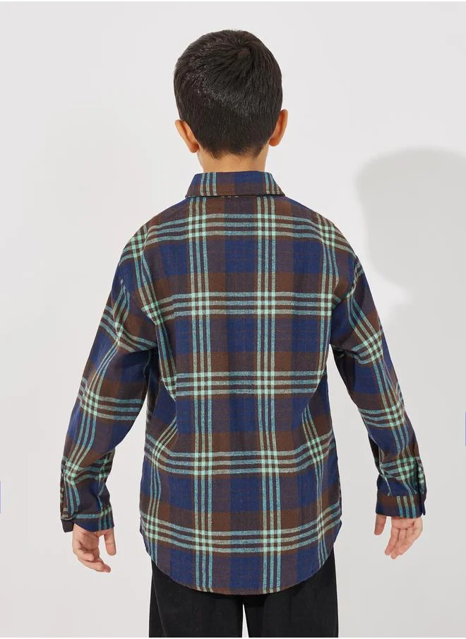 Styli Checked Pocket Front Loose Fit Shirt