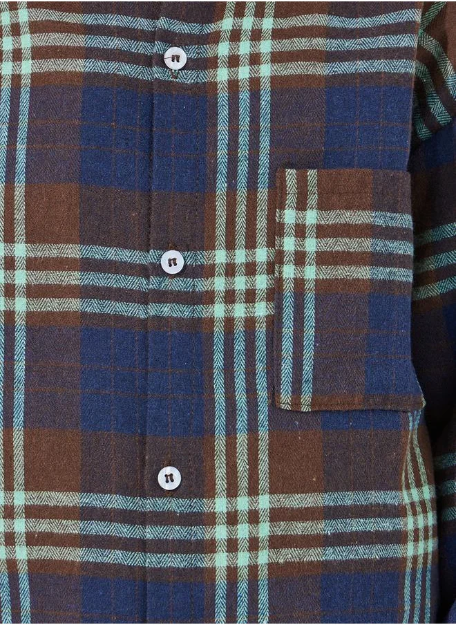 Styli Checked Pocket Front Loose Fit Shirt