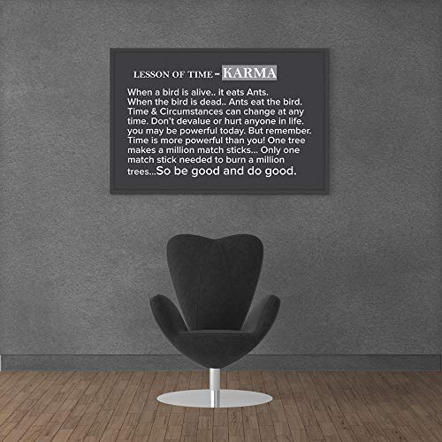 Inephos Wood Framed, Laminated Print Inspirational Karma Quote Poster for Room (8 x 12 inch, Orange) - Image 1